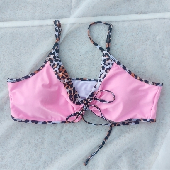 Shien Pink and leopard print spaghetti strap two-piece bikini size 3x - Picture 9 of 10
